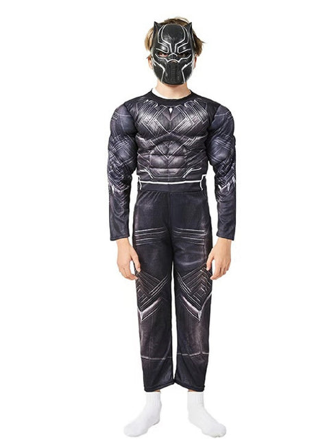 Big Boys Black The Avengers Black Panther Muscle Halloween Costume 3-8 - SophiasStyle.com